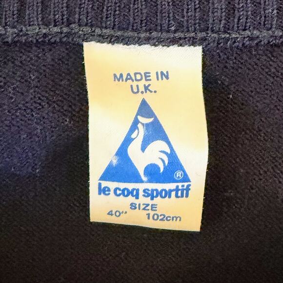 VTG Le Coq Sportif Colorblock Crewneck Sweater Made in UK 40” US M Retro Stripe - Picture 6 of 7